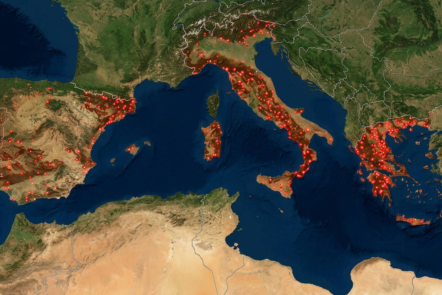 Map: Status as of mid-July 2026 / Data source: EFFIS & Copernicus