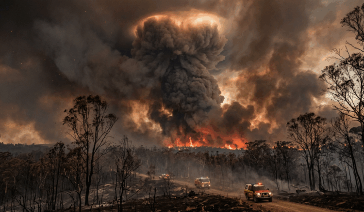 Nachbildung einer Pyrocumulonimbus-Wolke 2019/20 über dem Buschfeuer in Australien